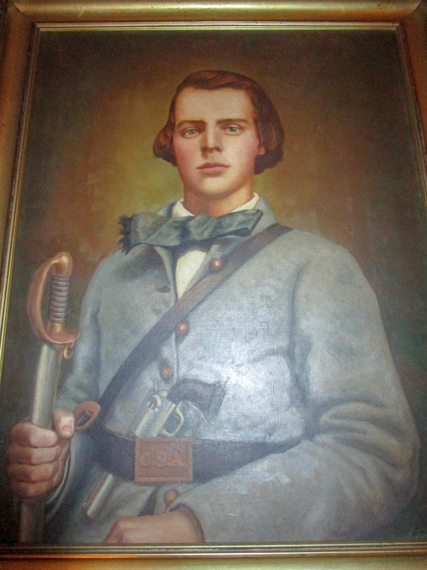 19th Century 19th C American Civil War Confederate Soldier Framed Oil Painting w/ Provenance