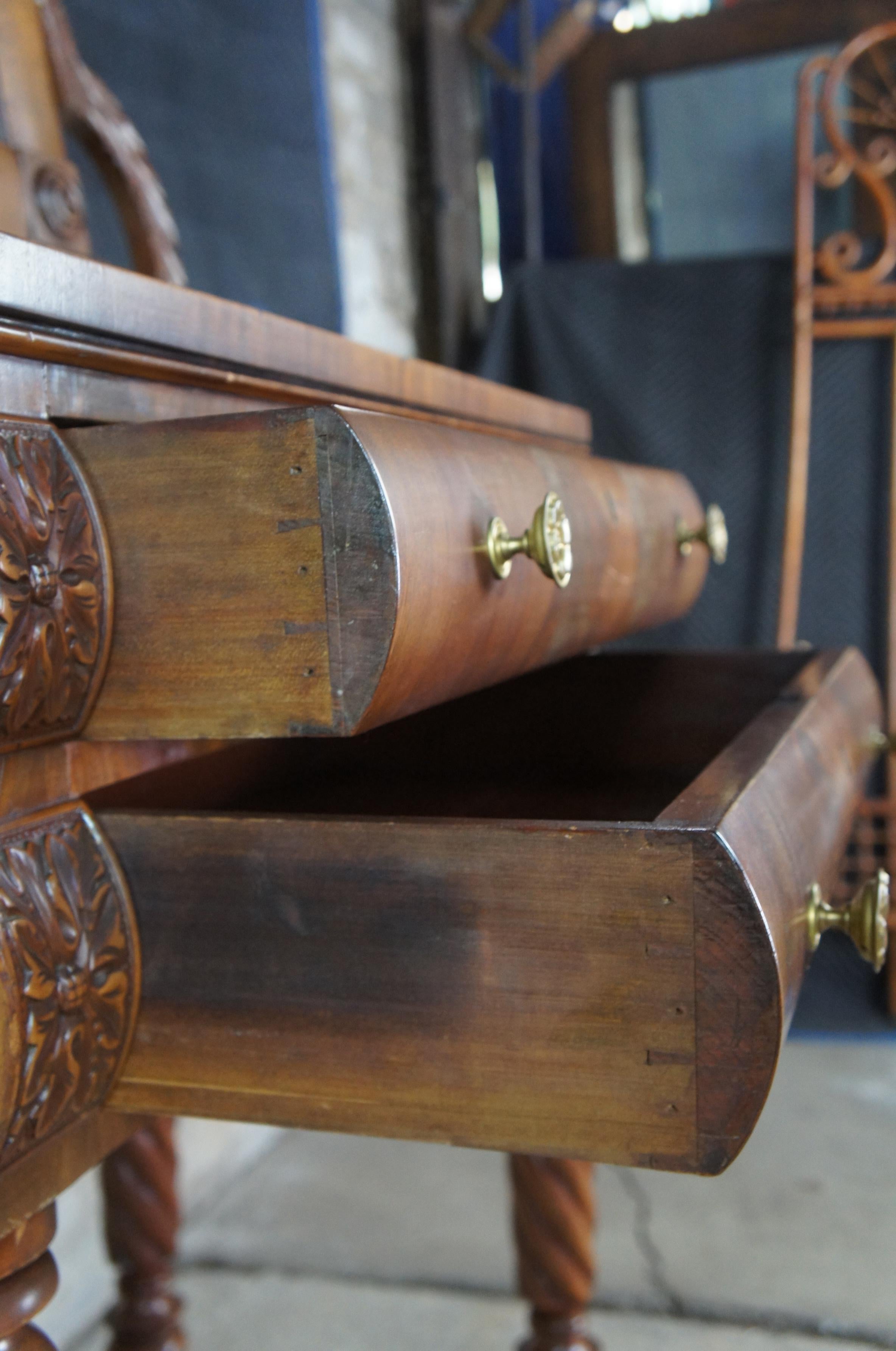 19th C. American Empire Flame Mahogany Shaving Stand Vanity Desk Dressing Table For Sale 1