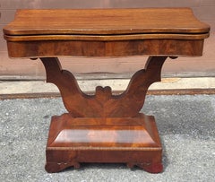19th C. American Empire Mahogany Foldtop Console Table Card Table, Circa 1840s