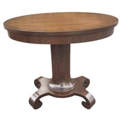 Retro 19th Century American Empire Refinished Oval Pedestal Mahogany Side Table 