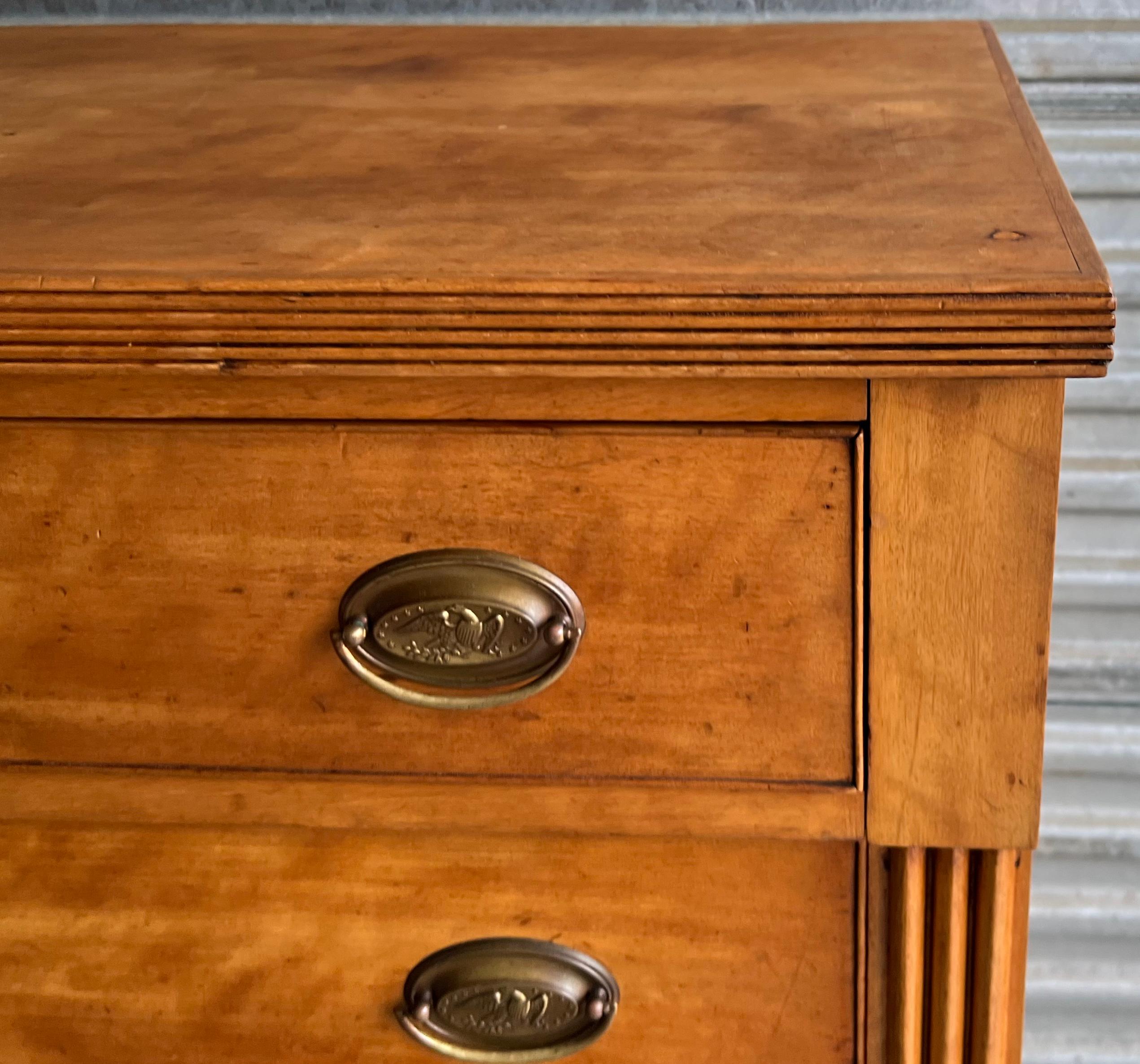 19th Century 19th-C. American Federal Style Tiger Maple Chest or Commode For Sale