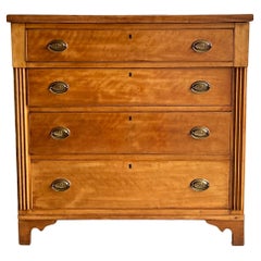 19th-C. American Federal Style Tiger Maple Chest or Commode