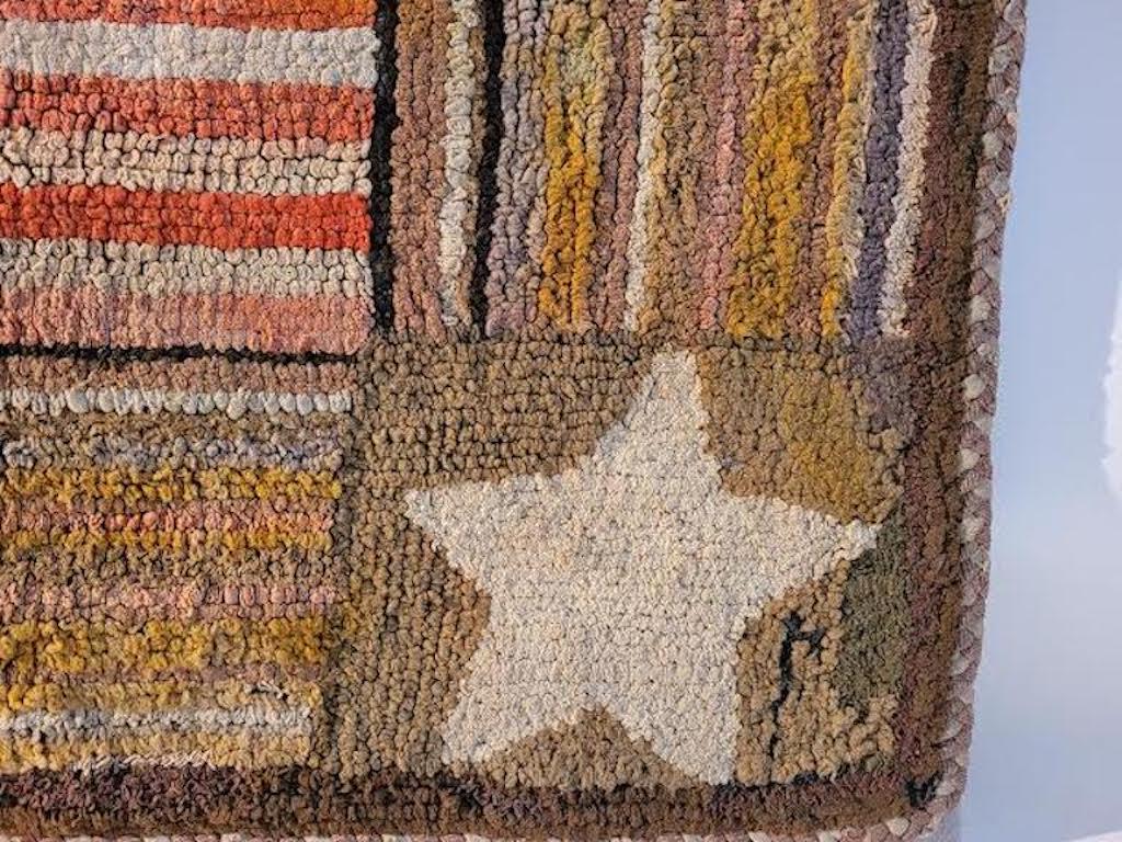 19th C American Flag and Stars Hand Hooked Rug In Good Condition For Sale In Los Angeles, CA