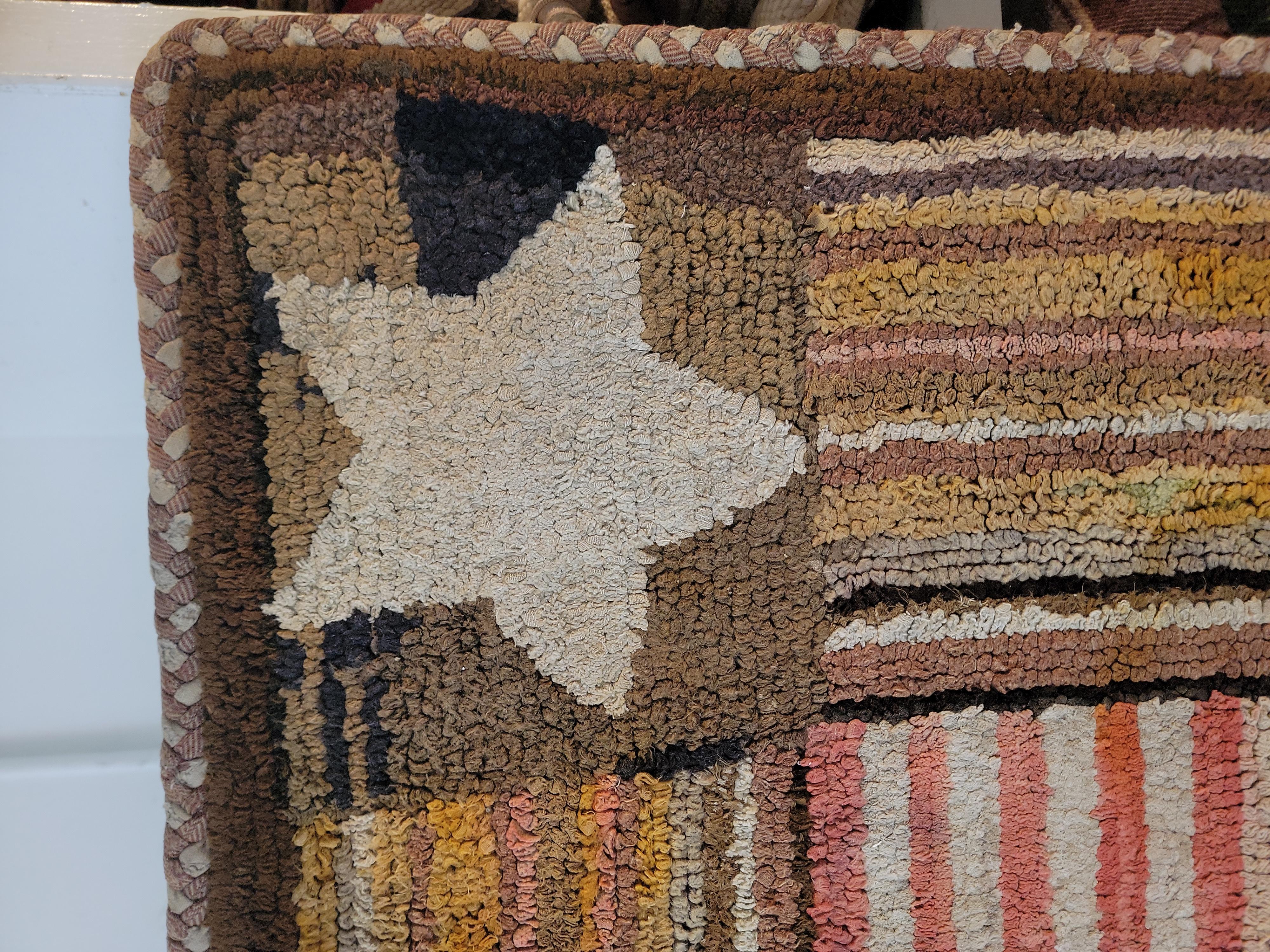 19th C American Flag and Stars Hand Hooked Rug en vente 1