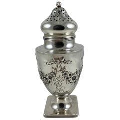 19th Century American Lebkuechar & Co. Sterling Silver Floral & Bow Sugar Caster