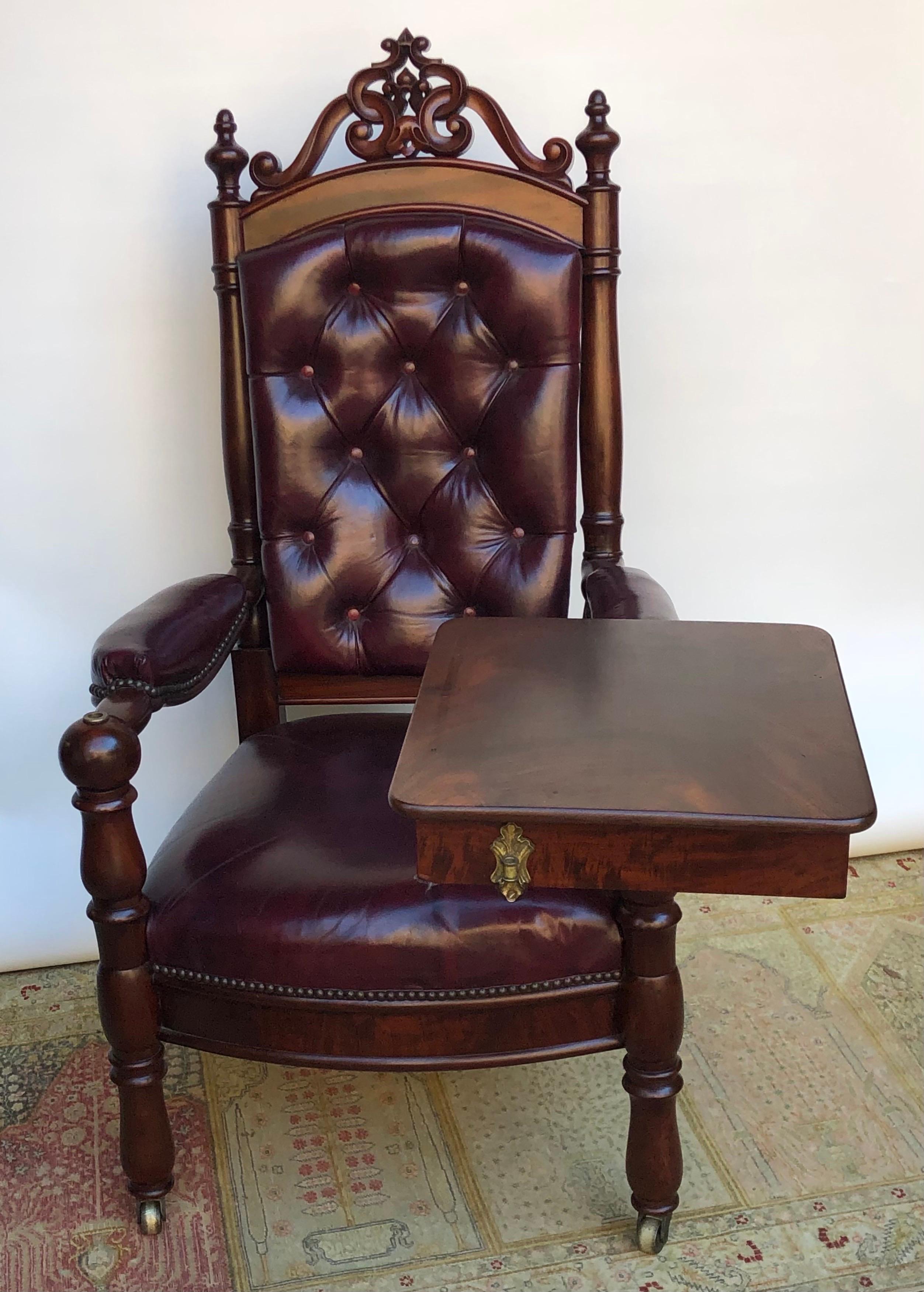19th Century American Mahogany Reading / Library Chair 3