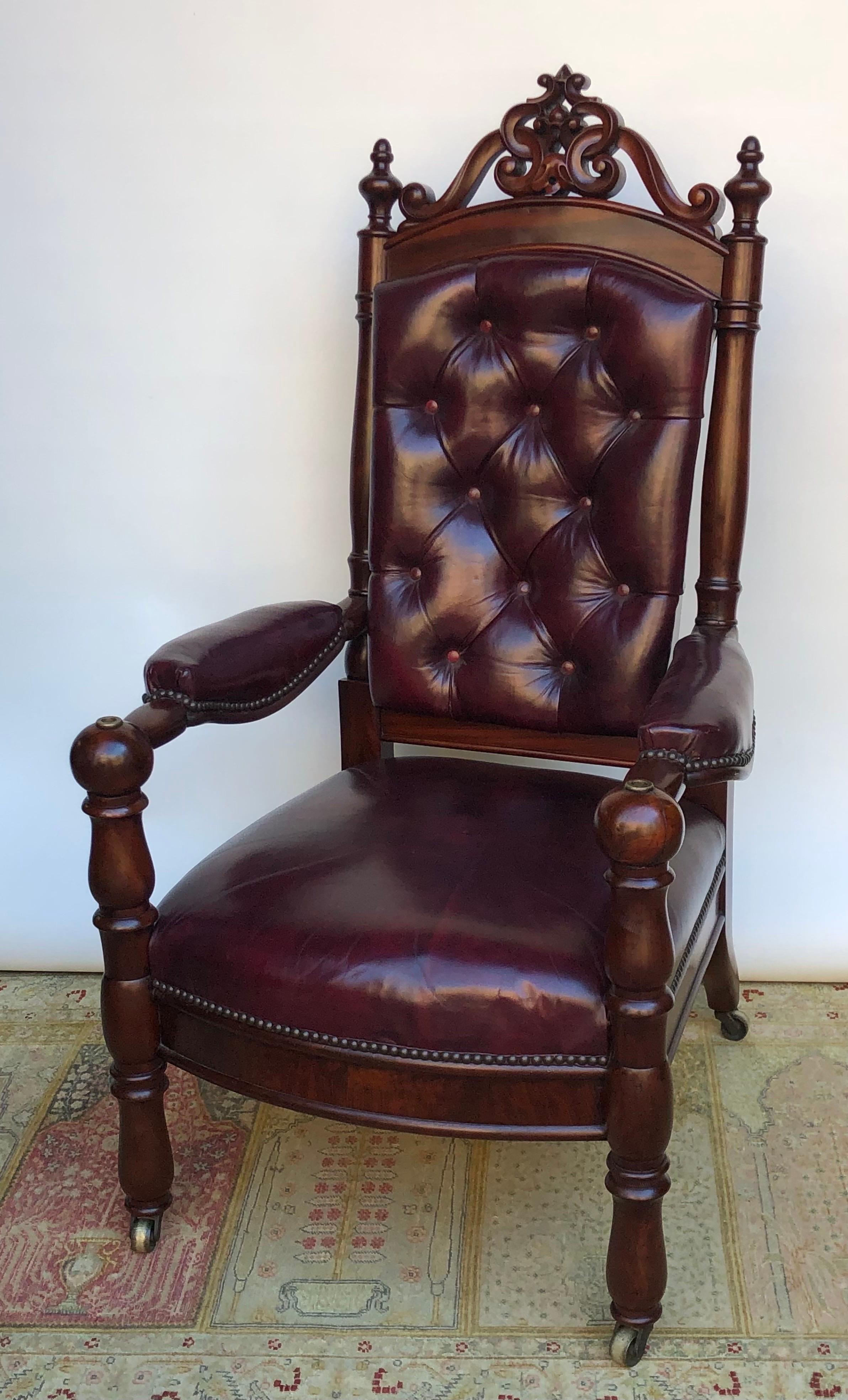 19th Century American Mahogany Reading / Library Chair 4