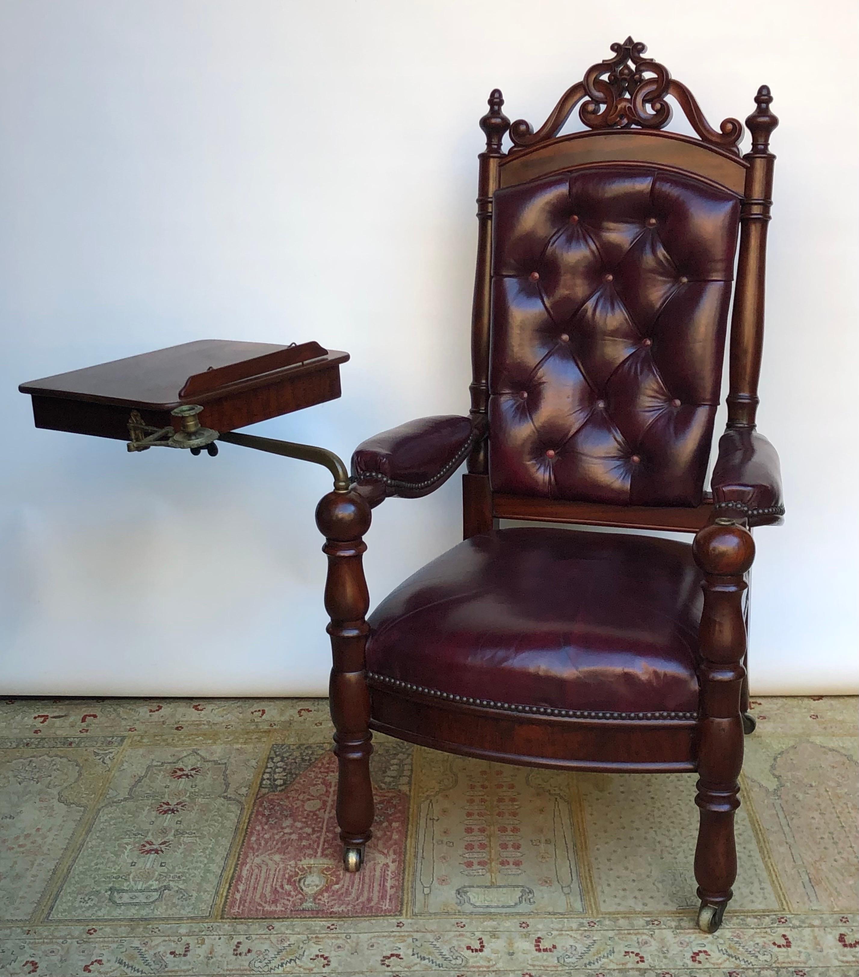 vintage reading chair with book holder