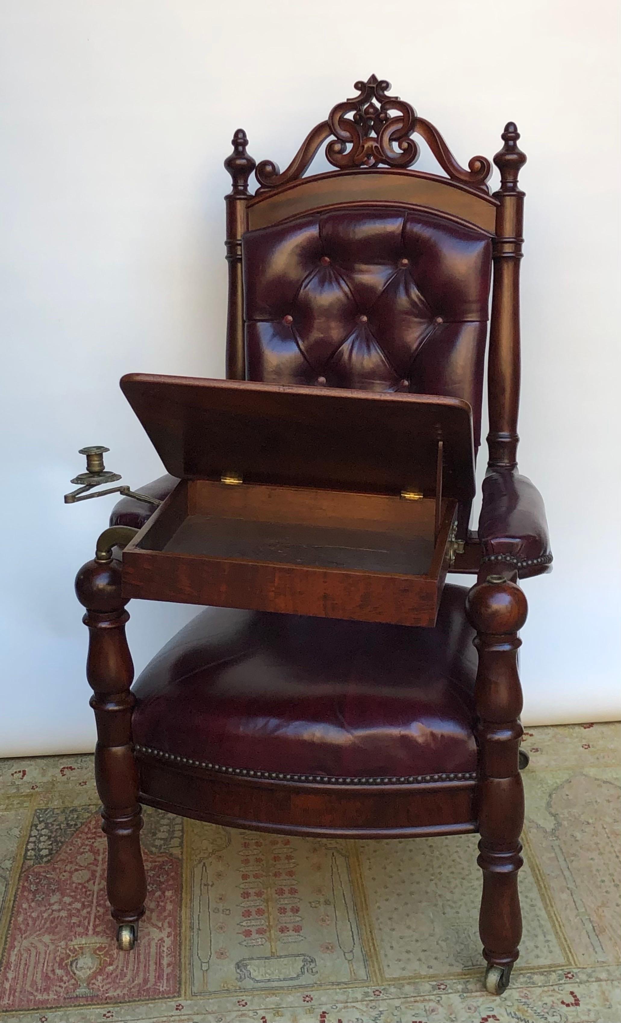 American Classical 19th Century American Mahogany Reading / Library Chair