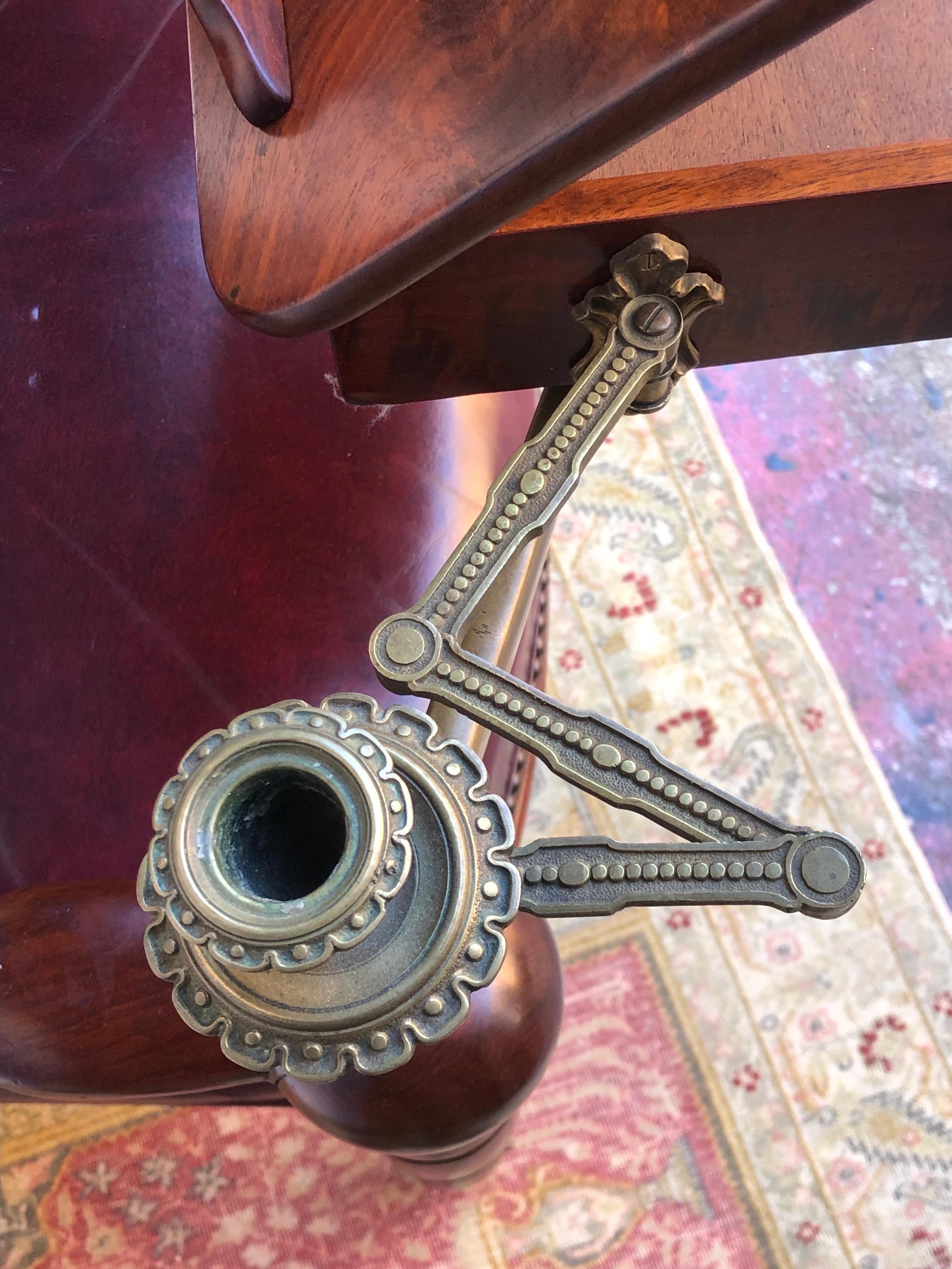 Brass 19th Century American Mahogany Reading / Library Chair