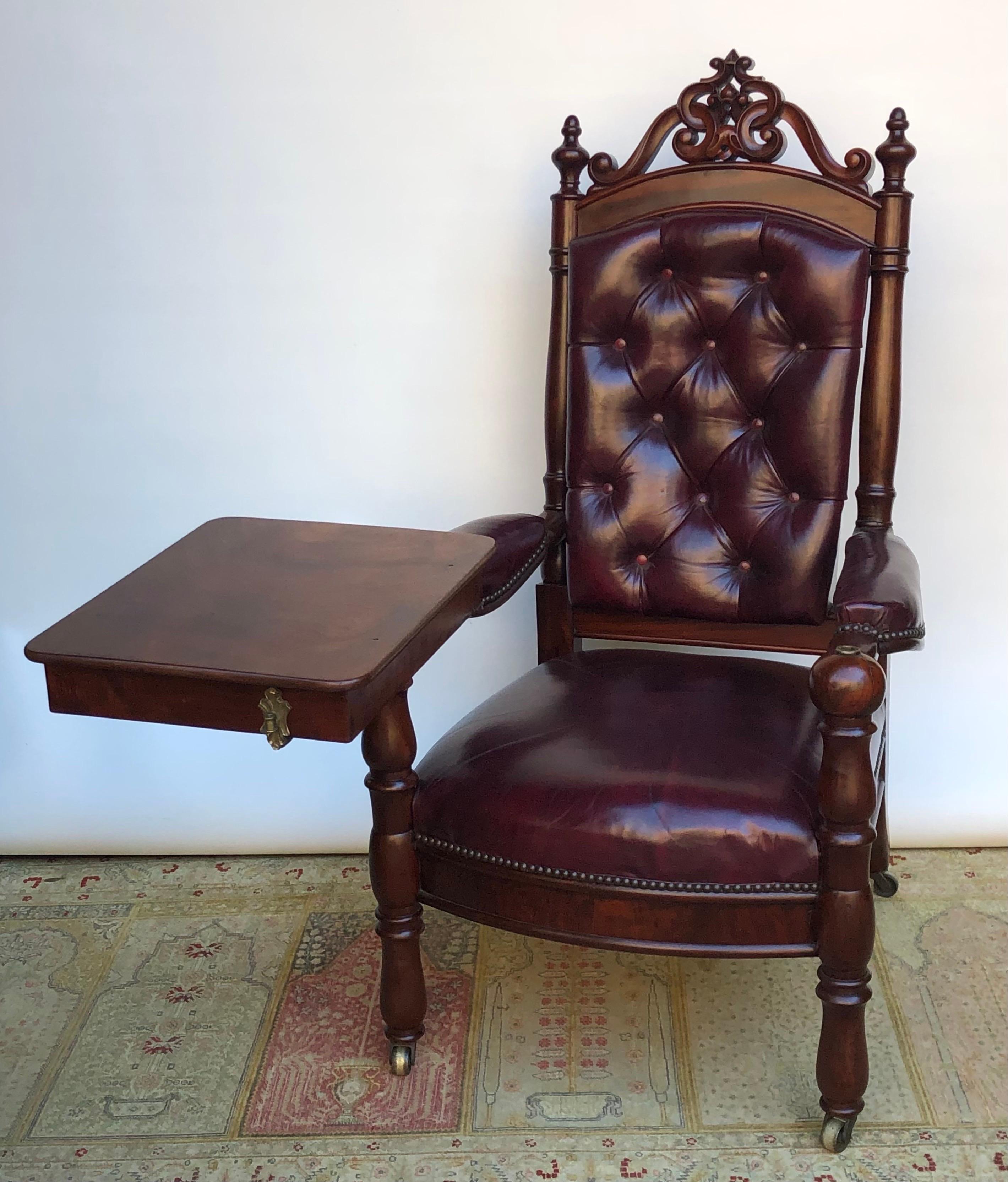 19th Century American Mahogany Reading / Library Chair 1