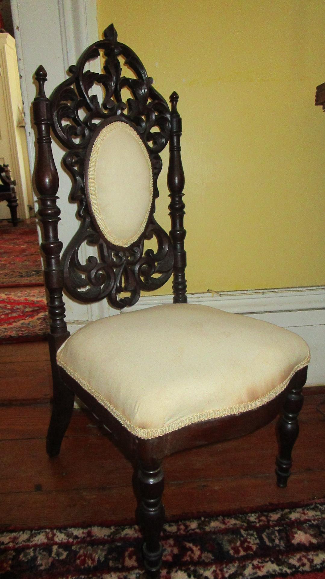 Mid-19th Century 19th c. American Mahogany Rococo Revival Child's Chair with Tracery Back For Sale