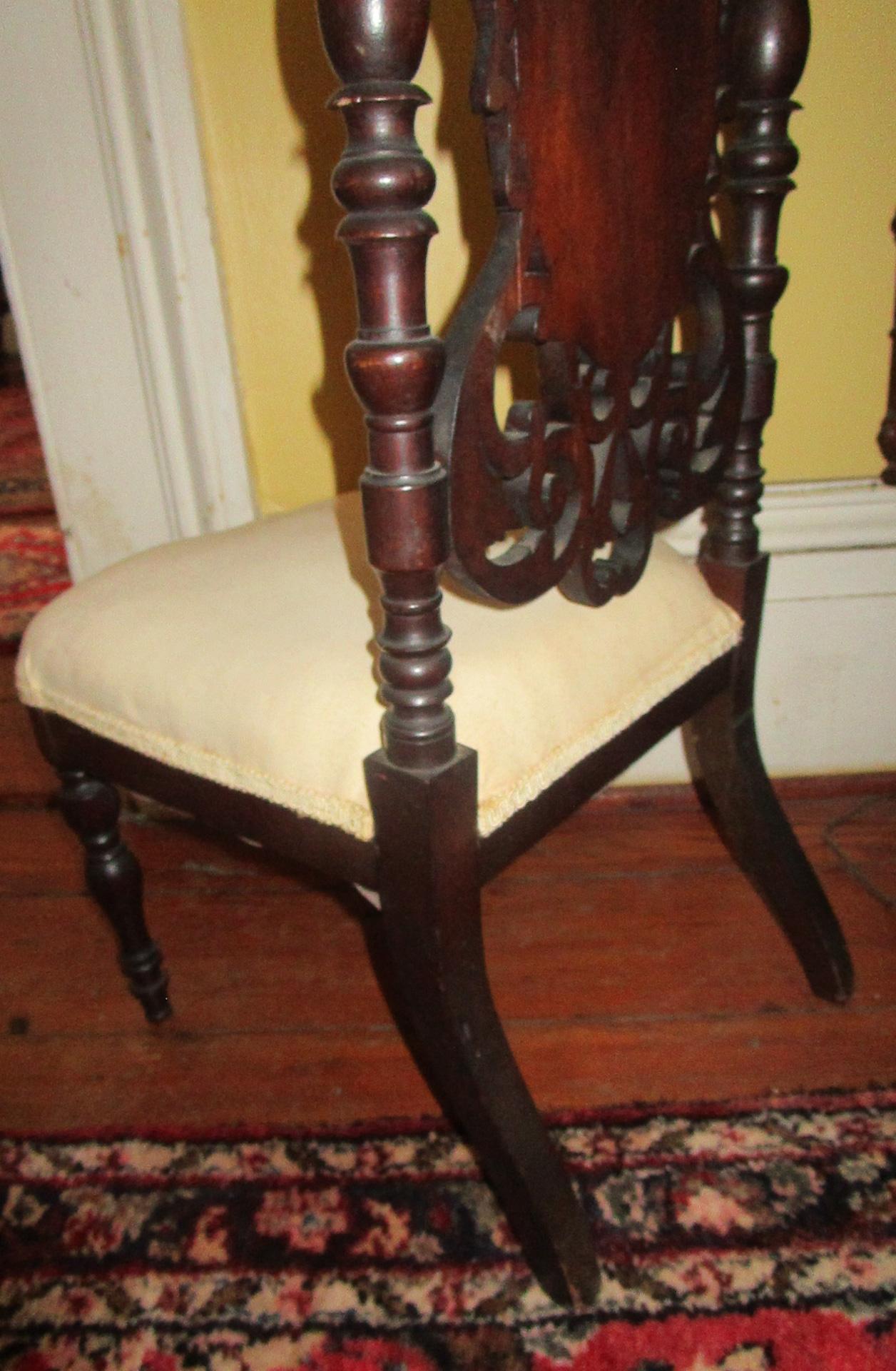 19th c. American Mahogany Rococo Revival Child's Chair with Tracery Back For Sale 2