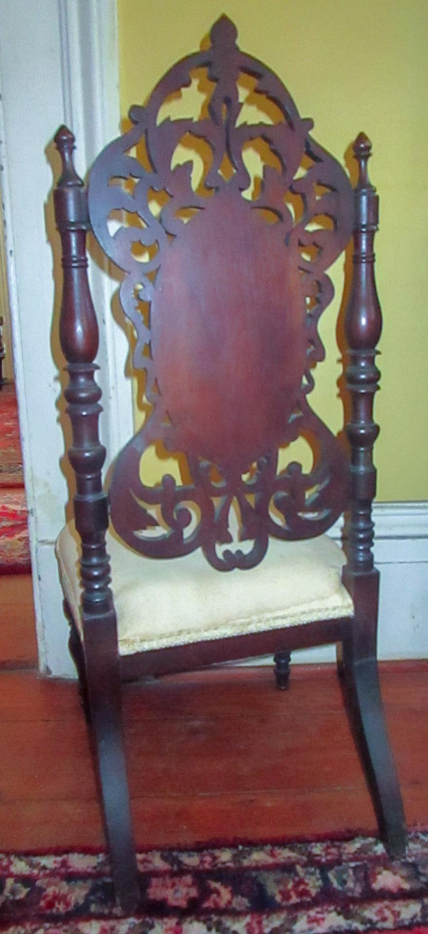 19th c. American Mahogany Rococo Revival Child's Chair with Tracery Back For Sale 4