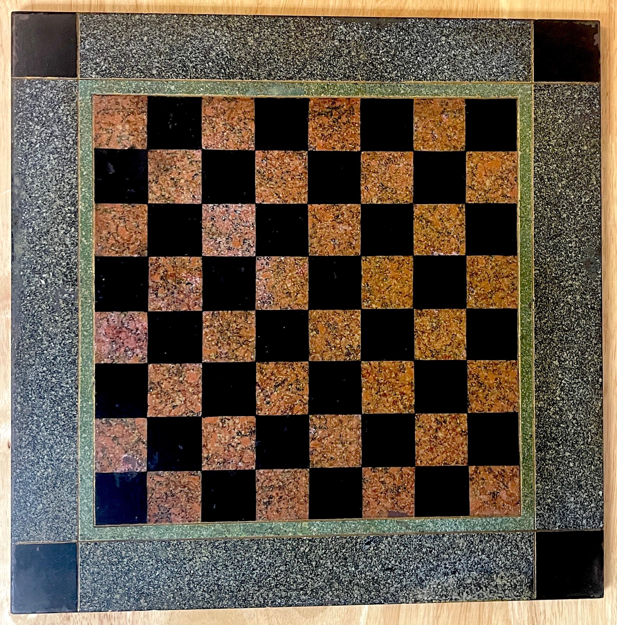 North American 19th C American Marbleized Slate Chess Board For Sale