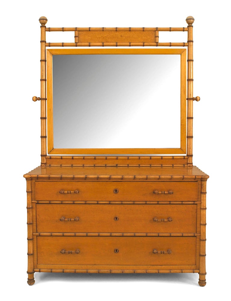 19th c. American Mirrored Faux Bamboo Dresser For Sale at 1stDibs