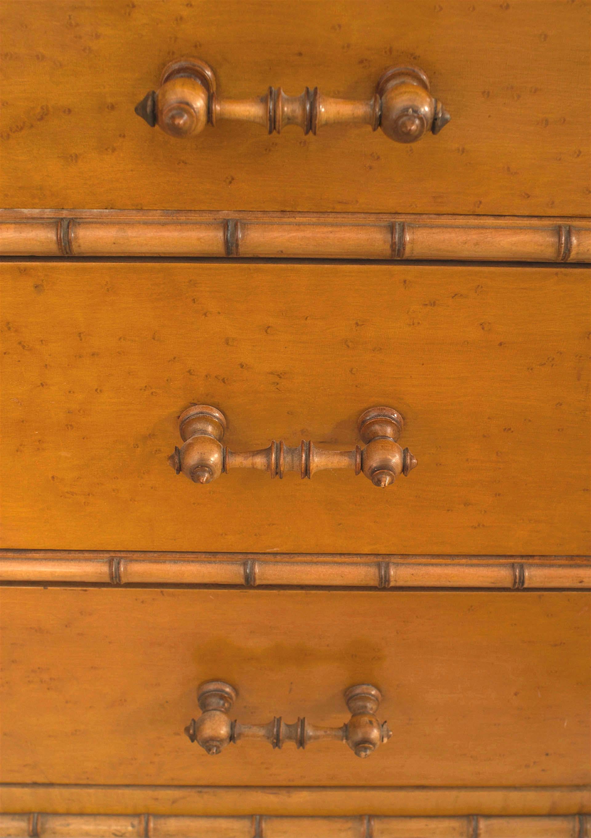 19th Century American Victorian Faux Bamboo Maple Dresser Attributed to Horner