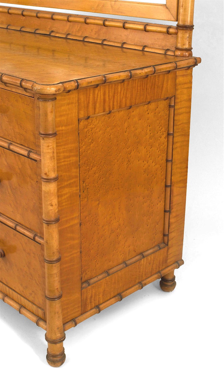 19th c. American Mirrored Faux Bamboo Dresser For Sale at 1stDibs