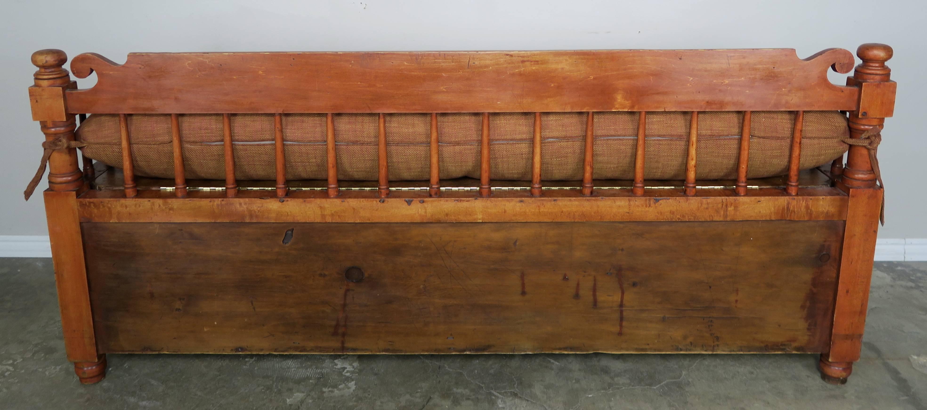 19th Century American Painted Storage Bench with Down Cushion 4