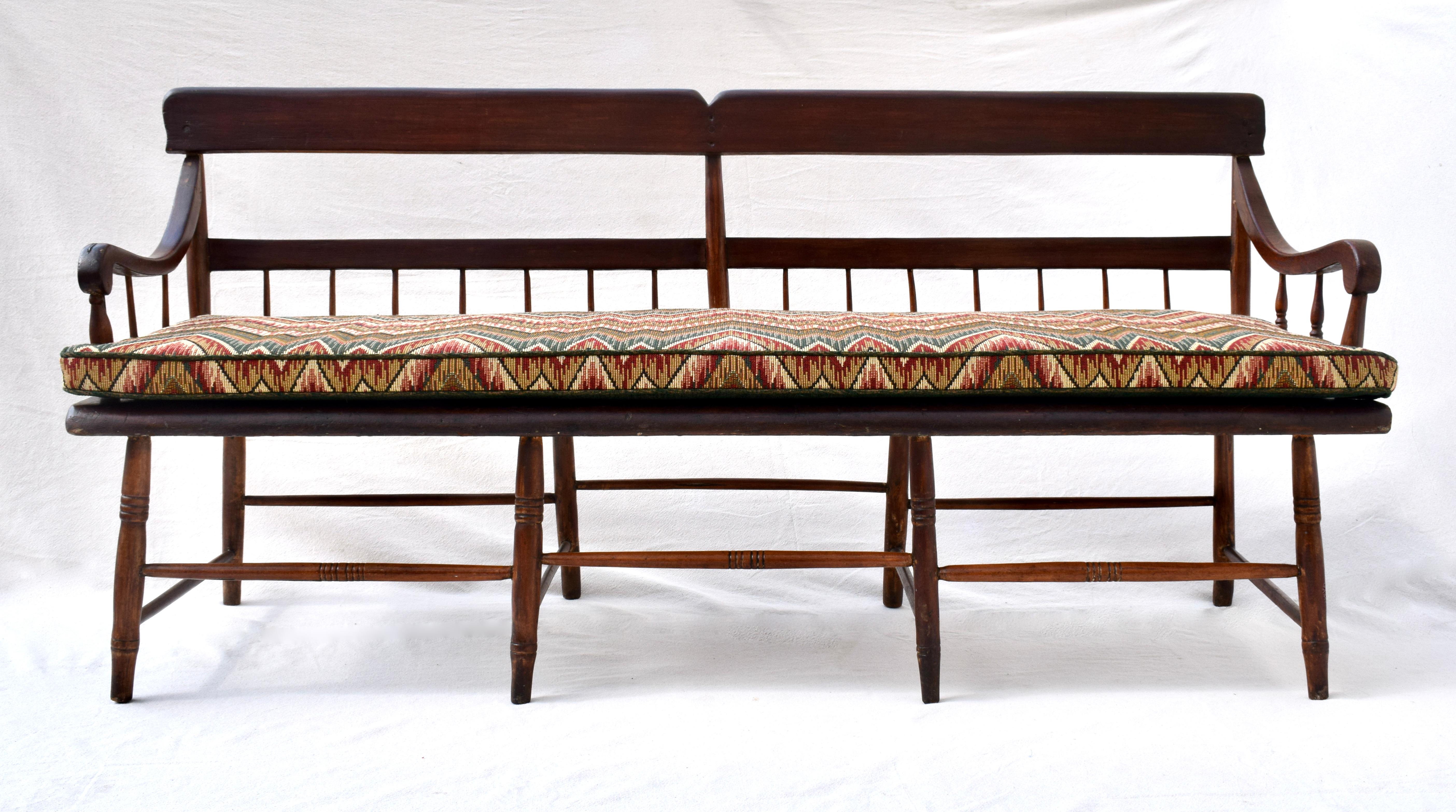 19th C. American Pennsylvania Farmhouse Windsor Bench 5