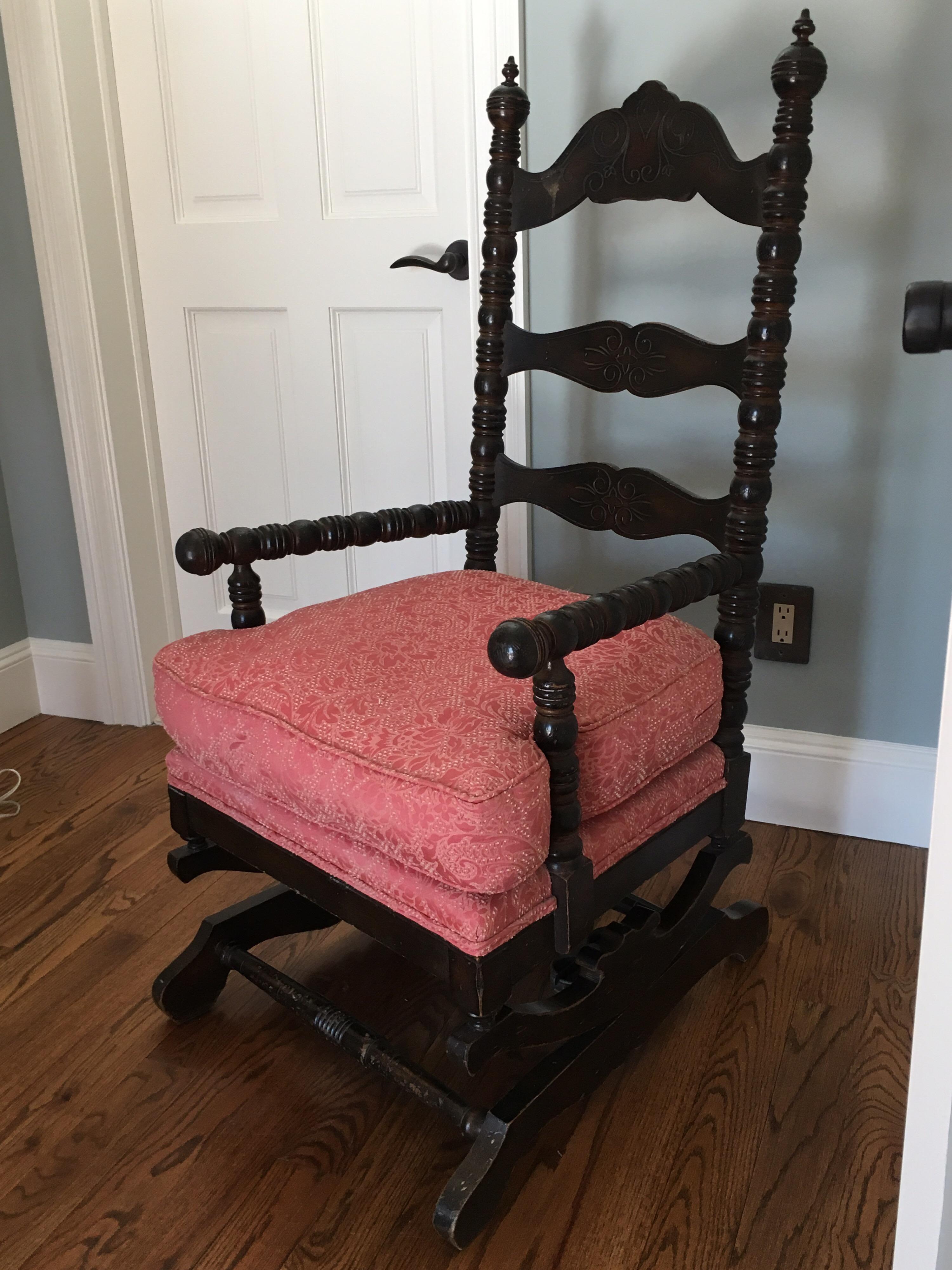Wood 19th Century American Platform Rocker with Footstool by George Hunzinger For Sale