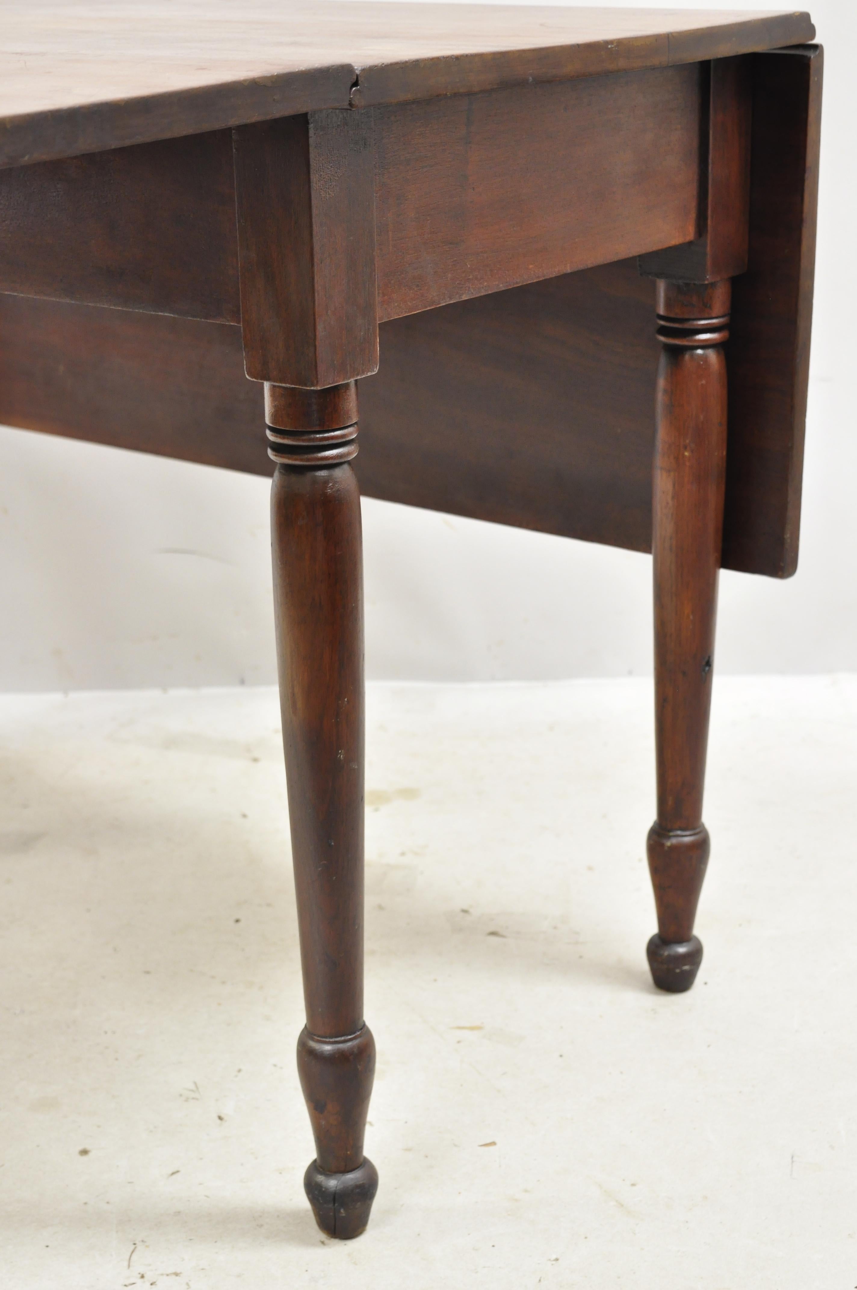 American Primitive Colonial Drop Leaf Walnut Breakfront Dining Table 2
