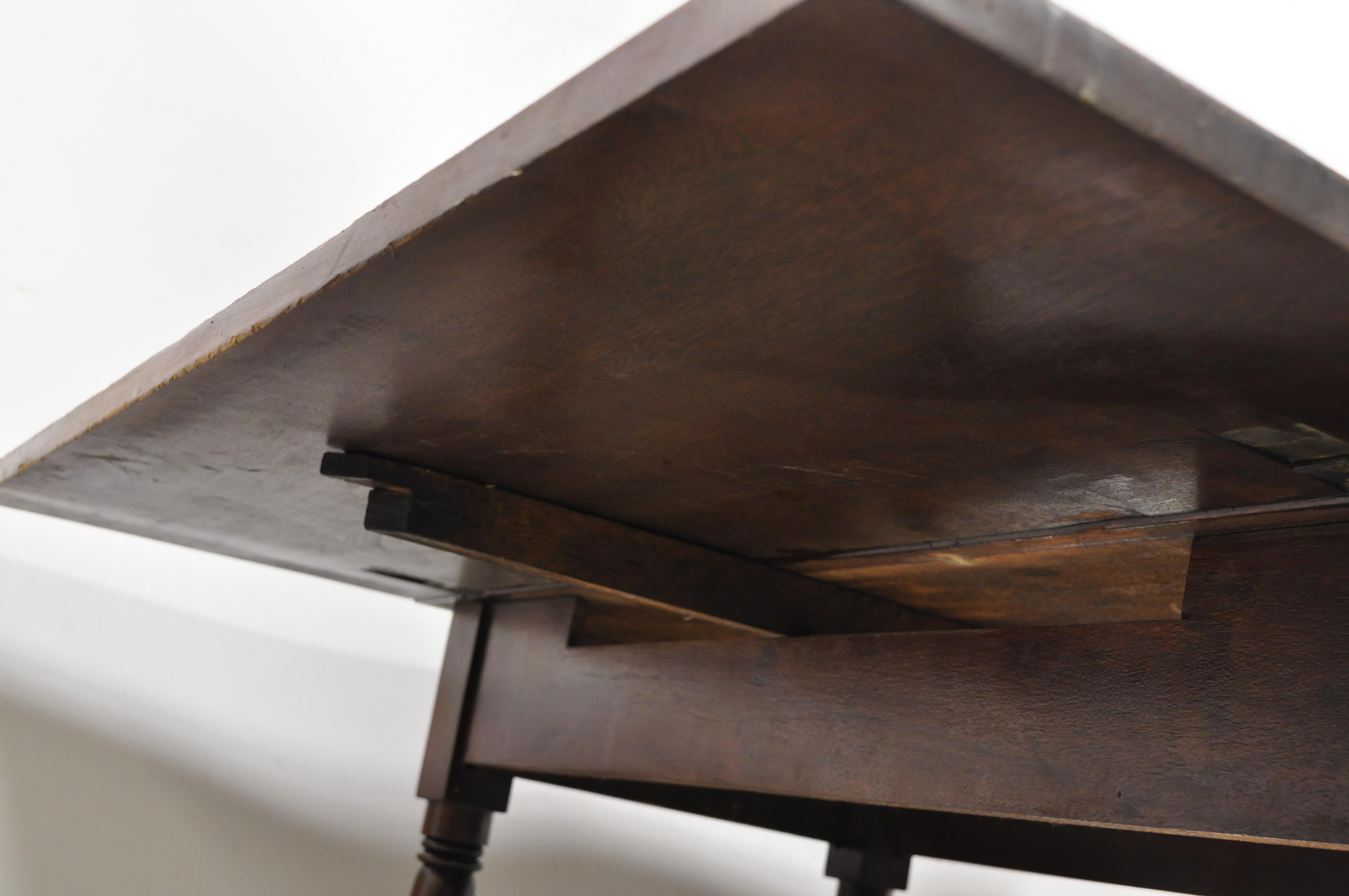 American Primitive Colonial Drop Leaf Walnut Breakfront Dining Table 3