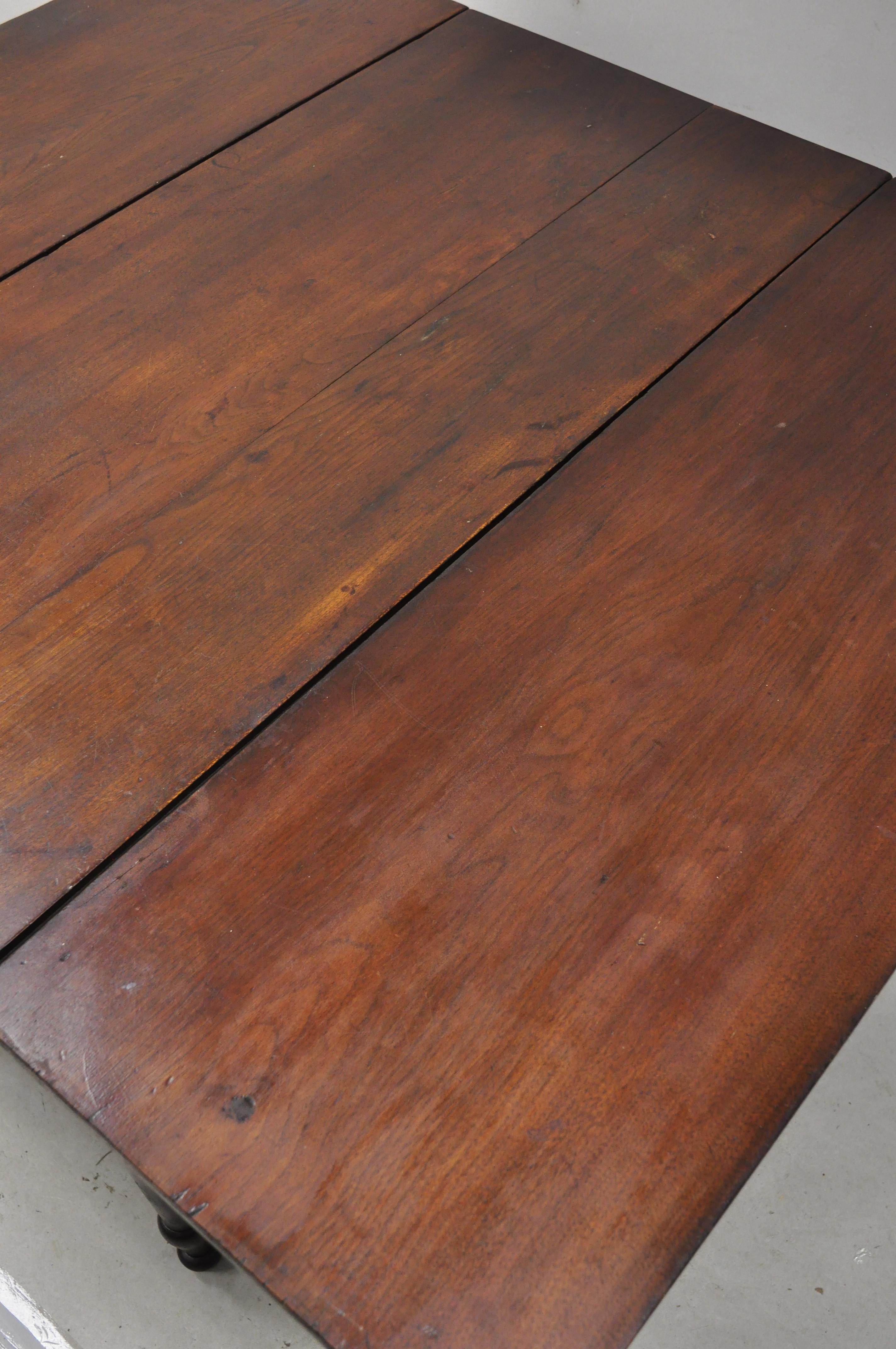 North American American Primitive Colonial Drop Leaf Walnut Breakfront Dining Table