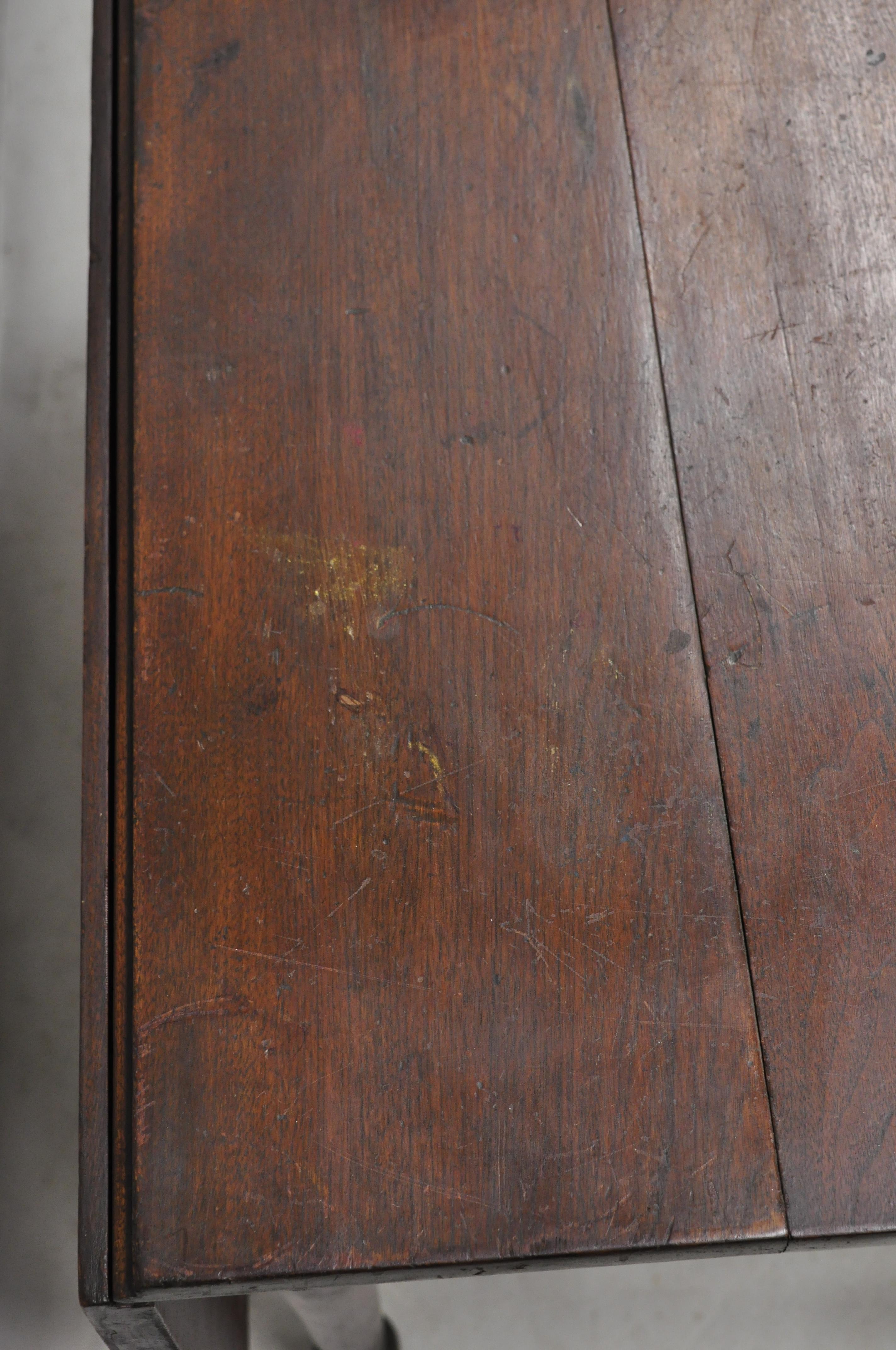 American Primitive Colonial Drop Leaf Walnut Breakfront Dining Table 1