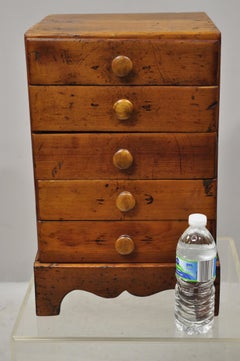 American Primitive Small 5-Drawer Pine Wood Tool Chest Work Cabinet Stand