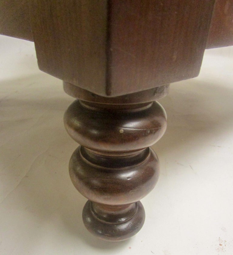 19th C American Sheraton Walnut Library Steps or Side Table w/Tooled Leather Top For Sale 7