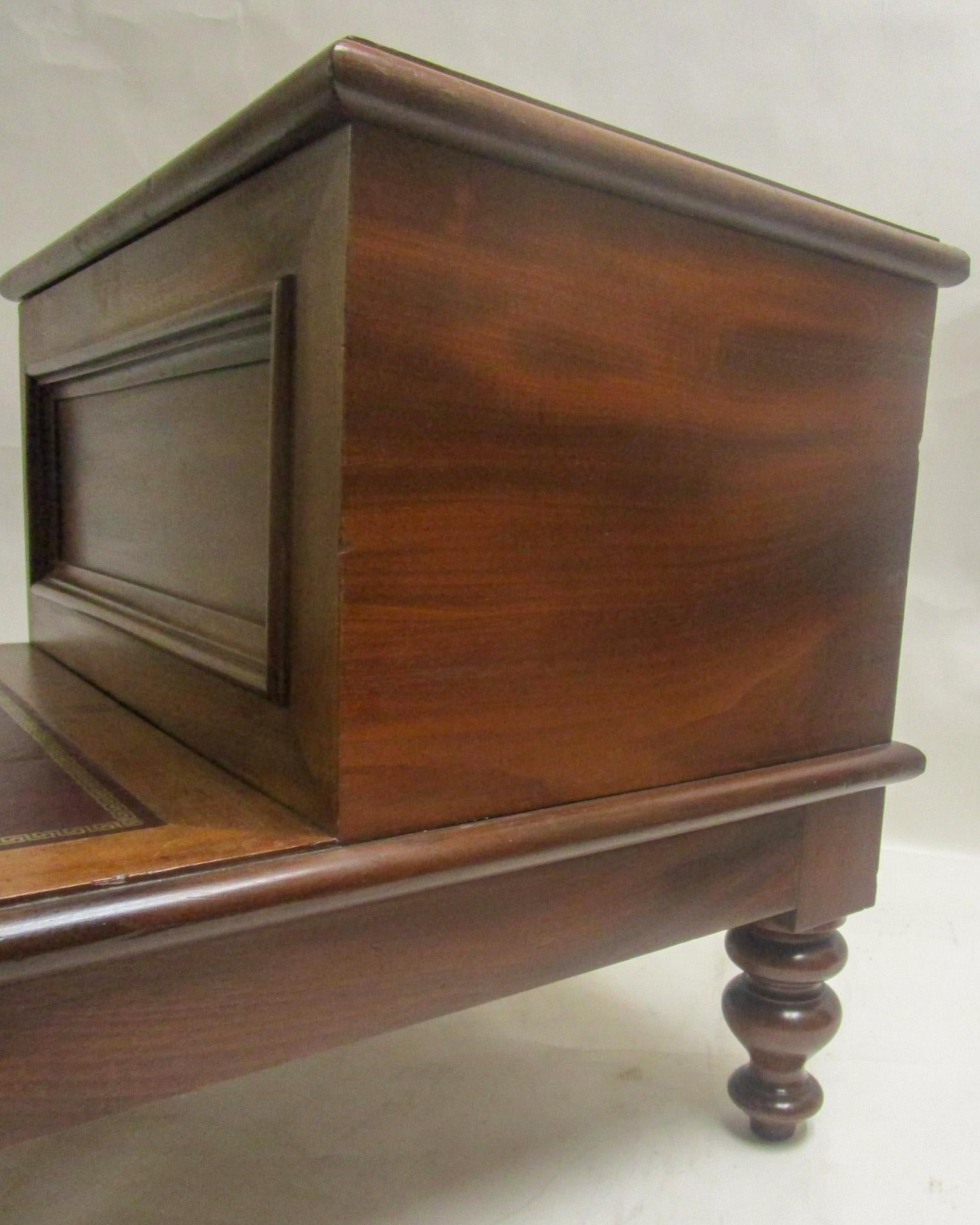 19th C American Sheraton Walnut Library Steps or Side Table w/Tooled Leather Top 11
