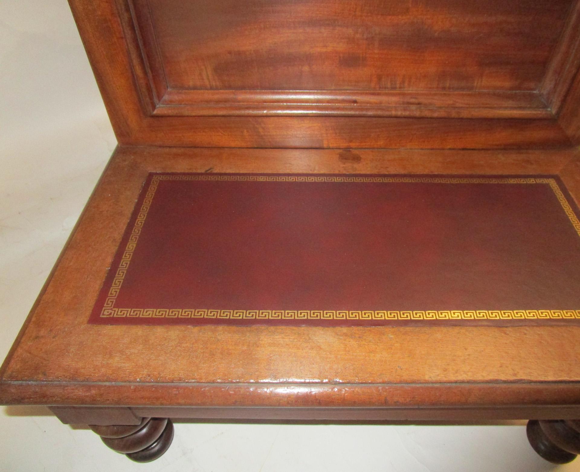 Early 19th Century 19th C American Sheraton Walnut Library Steps or Side Table w/Tooled Leather Top