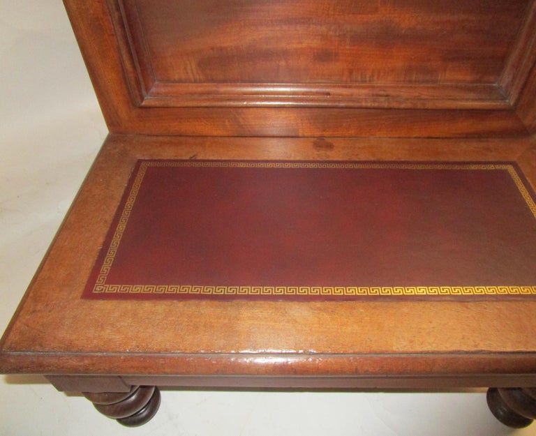 Early 19th Century 19th C American Sheraton Walnut Library Steps or Side Table w/Tooled Leather Top For Sale