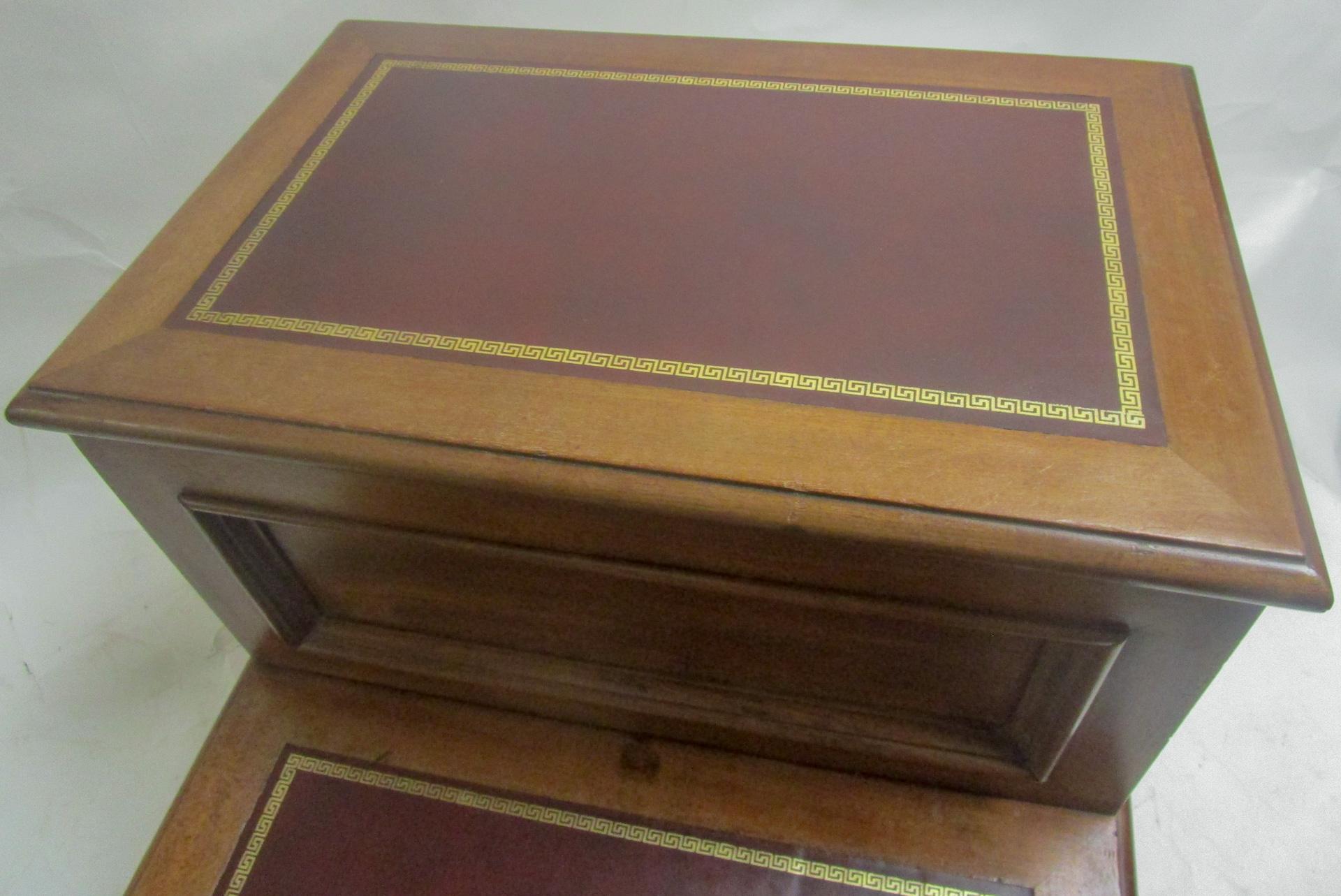 19th C American Sheraton Walnut Library Steps or Side Table w/Tooled Leather Top 2