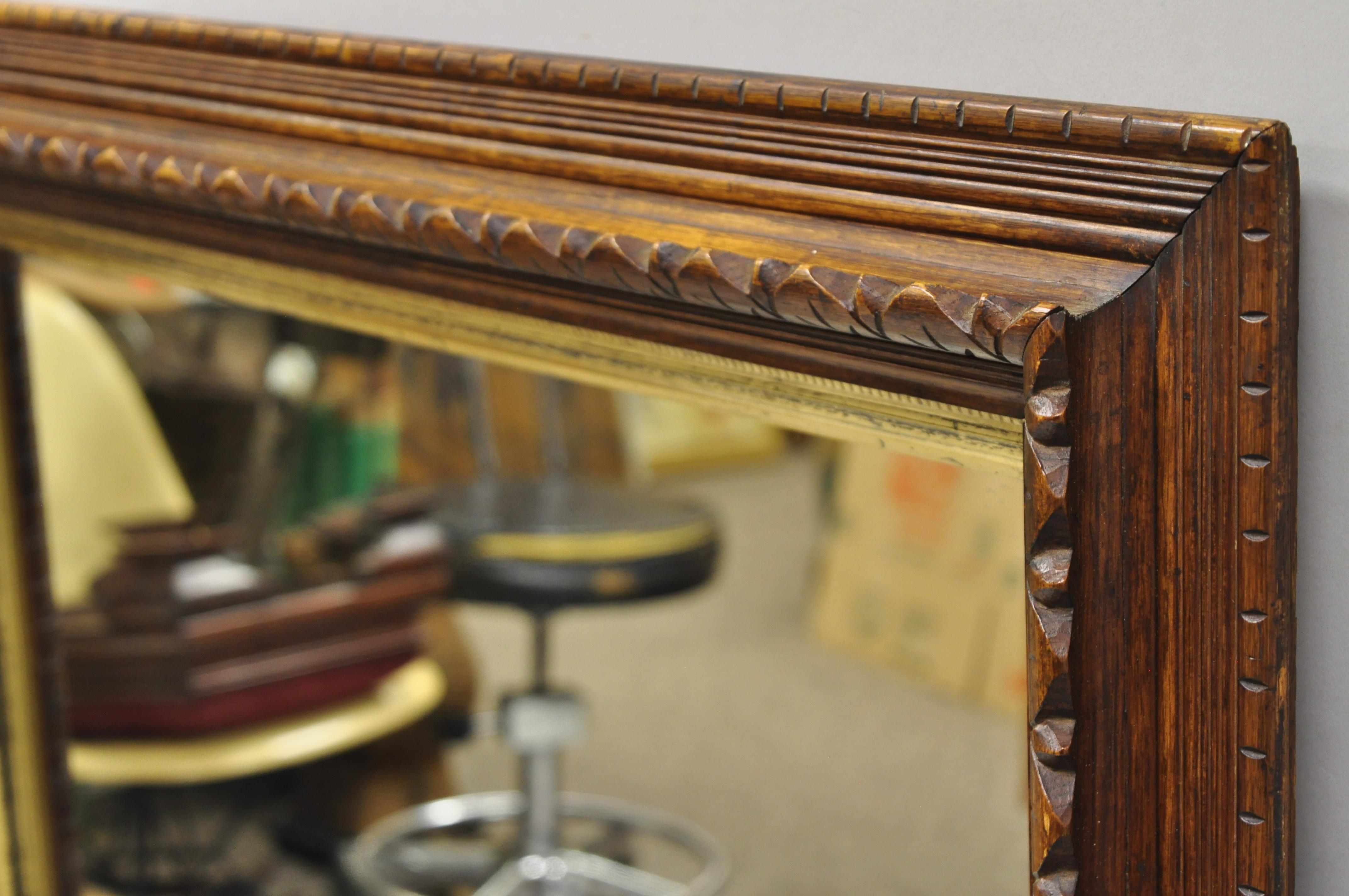 19th Century American Victorian Hand Carved Oakwood Gold Gilt Shadow Box Mirror For Sale 1