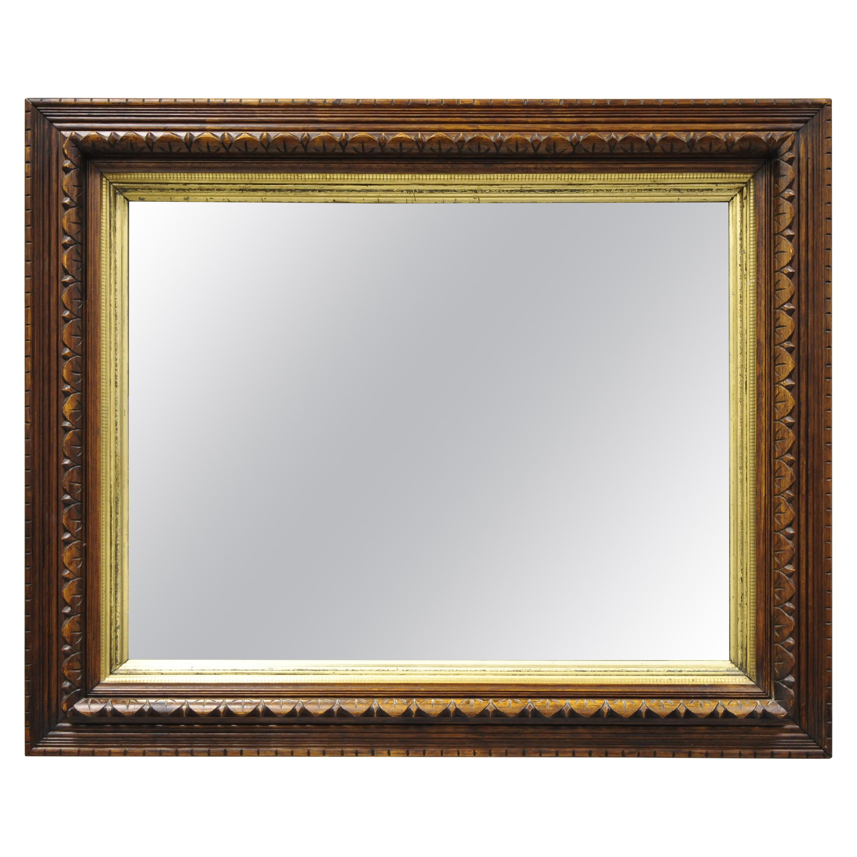 Antique Victorian Aesthetic Mahogany Deep Frame Shadow Box Wall Mirror 31 x  23 For Sale at 1stDibs