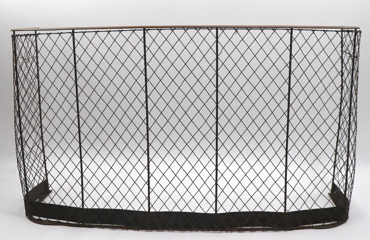 American Colonial 19th Century American Wrought Iron Brass and Wire Nursery Screen
