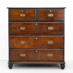 19th C Anglo Indian Campaign 2 Part Chest of Drawers