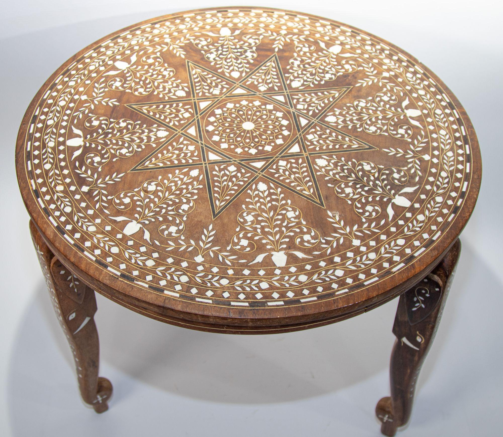 Hand-Carved 19th C. Anglo Indian Mughal Side Table