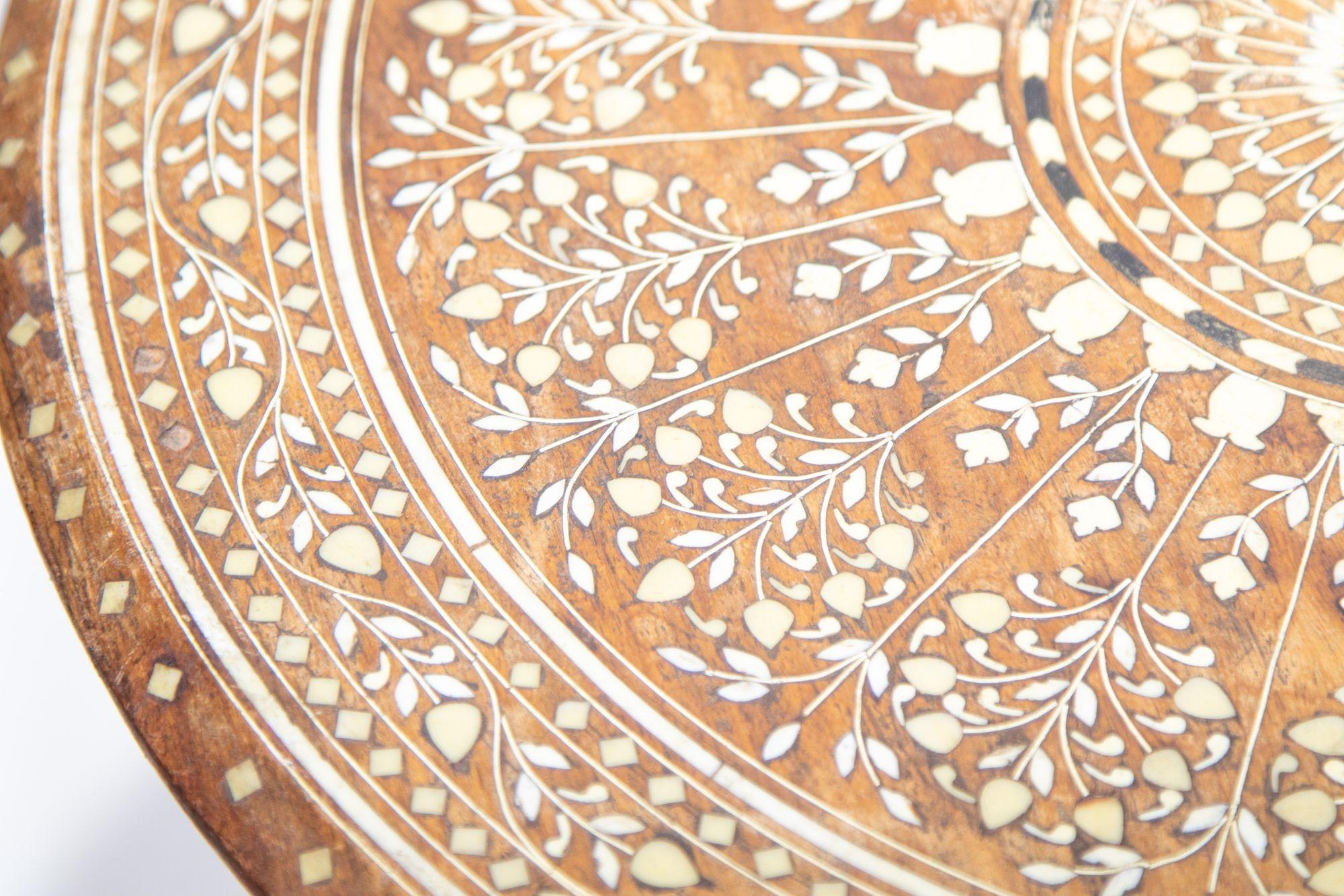 19th c, Anglo Indian Mughal Teak Inlaid Round Side Table 6