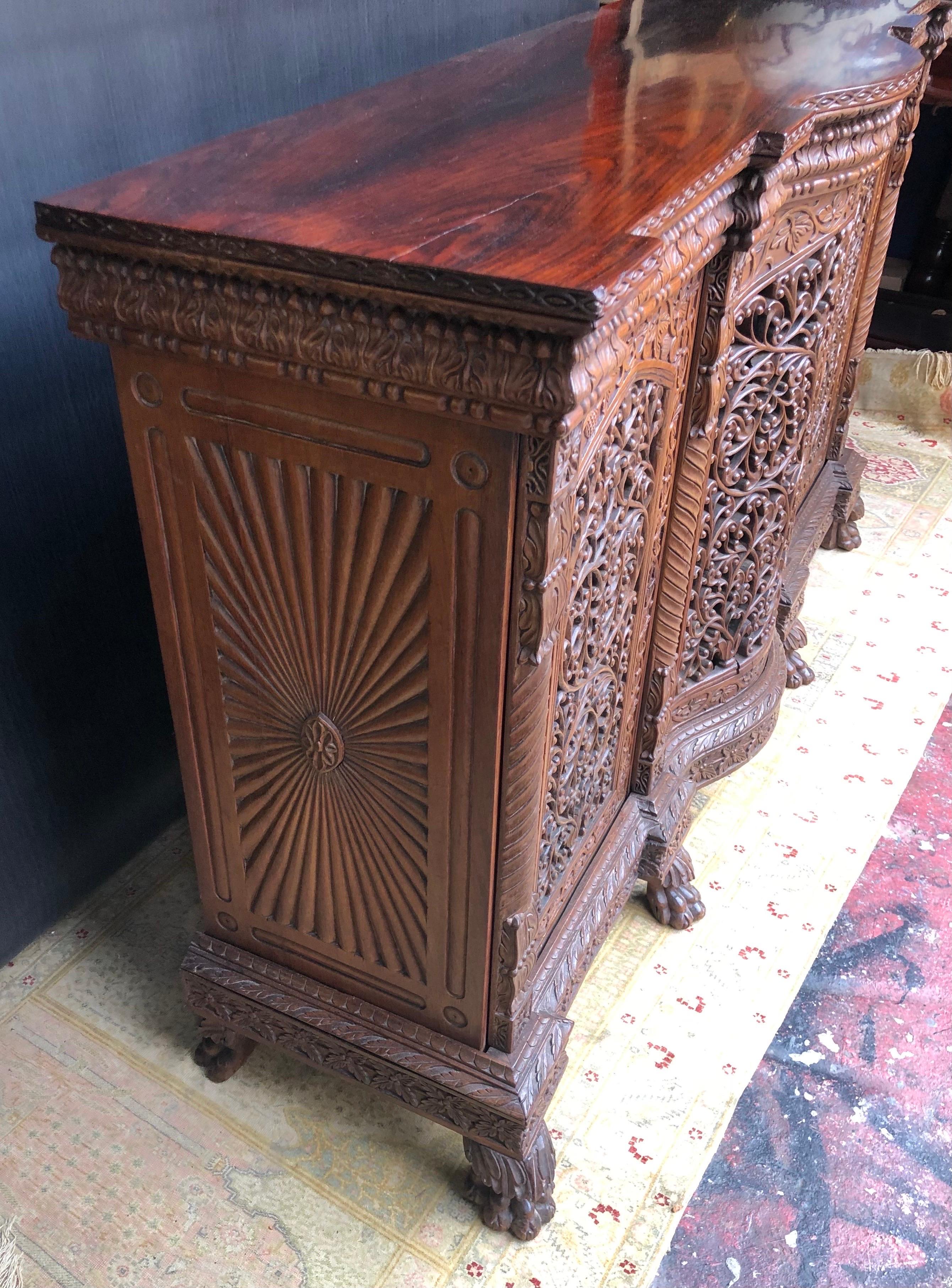 19th C. Anglo Indian Regency Carved Mahogany & Padouk Sideboard / Credenza For Sale 5