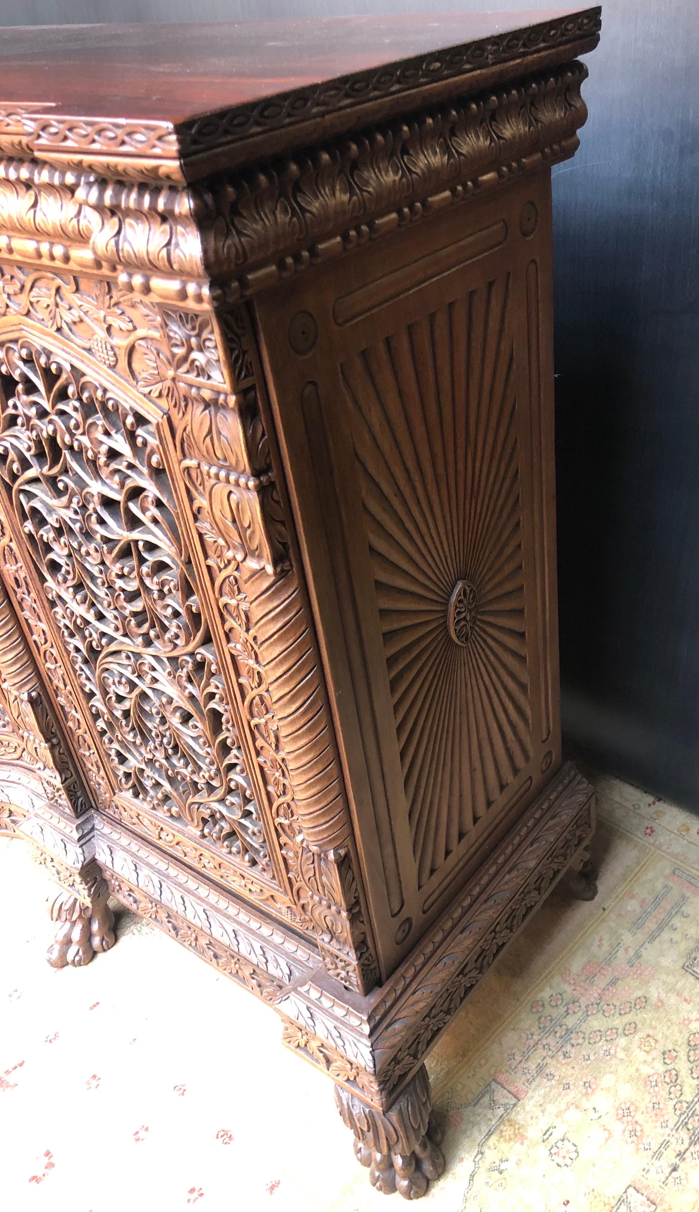 19th C. Anglo Indian Regency Carved Mahogany & Padouk Sideboard / Credenza For Sale 6
