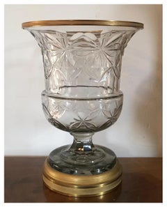 19th c. Anglo Irish Cut Crystal Glass Vase Urn Mounted with French Gilt Bronze
