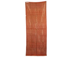 19Th C Antique Asian Hand Woven Red With Gold Textile