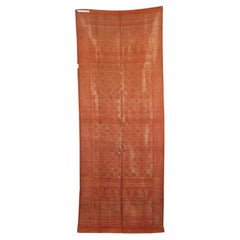 19Th C Antique Asian Hand Woven Red With Gold Textile