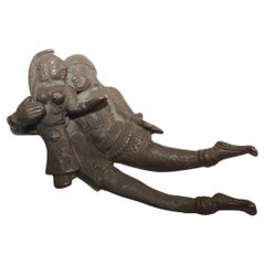 19th c. Used Bronze Betel Nut Cutters from India Radha and Krishna