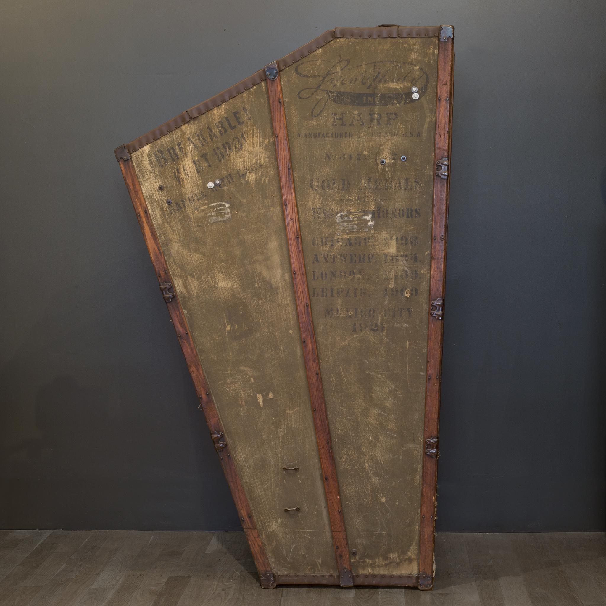19th Century Antique Canvas and Wood Harp Case, circa 1890 In Good Condition In San Francisco, CA