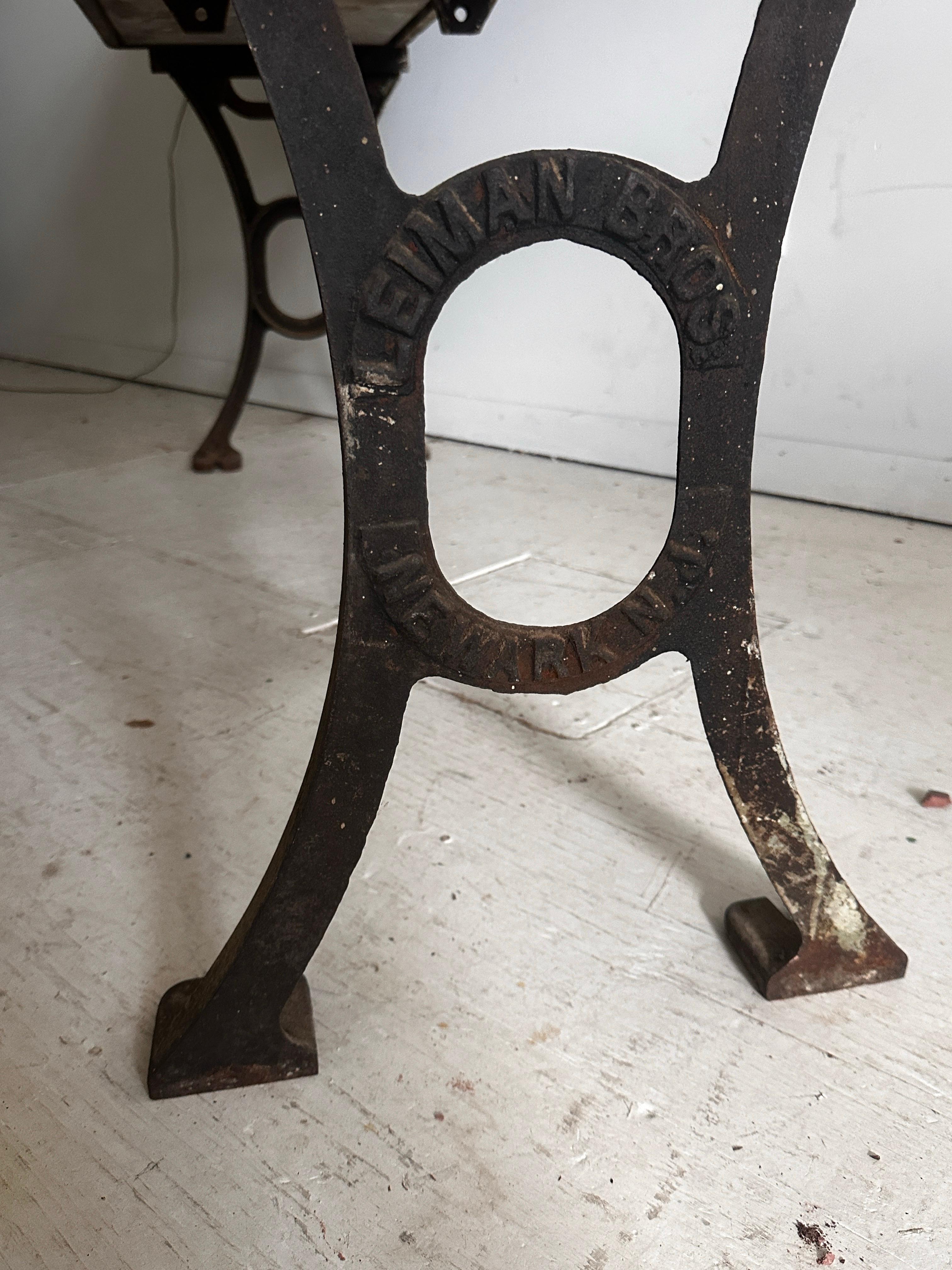 19th C Antique Distressed Industrial Work Table or Console Leiman Brothers For Sale 4