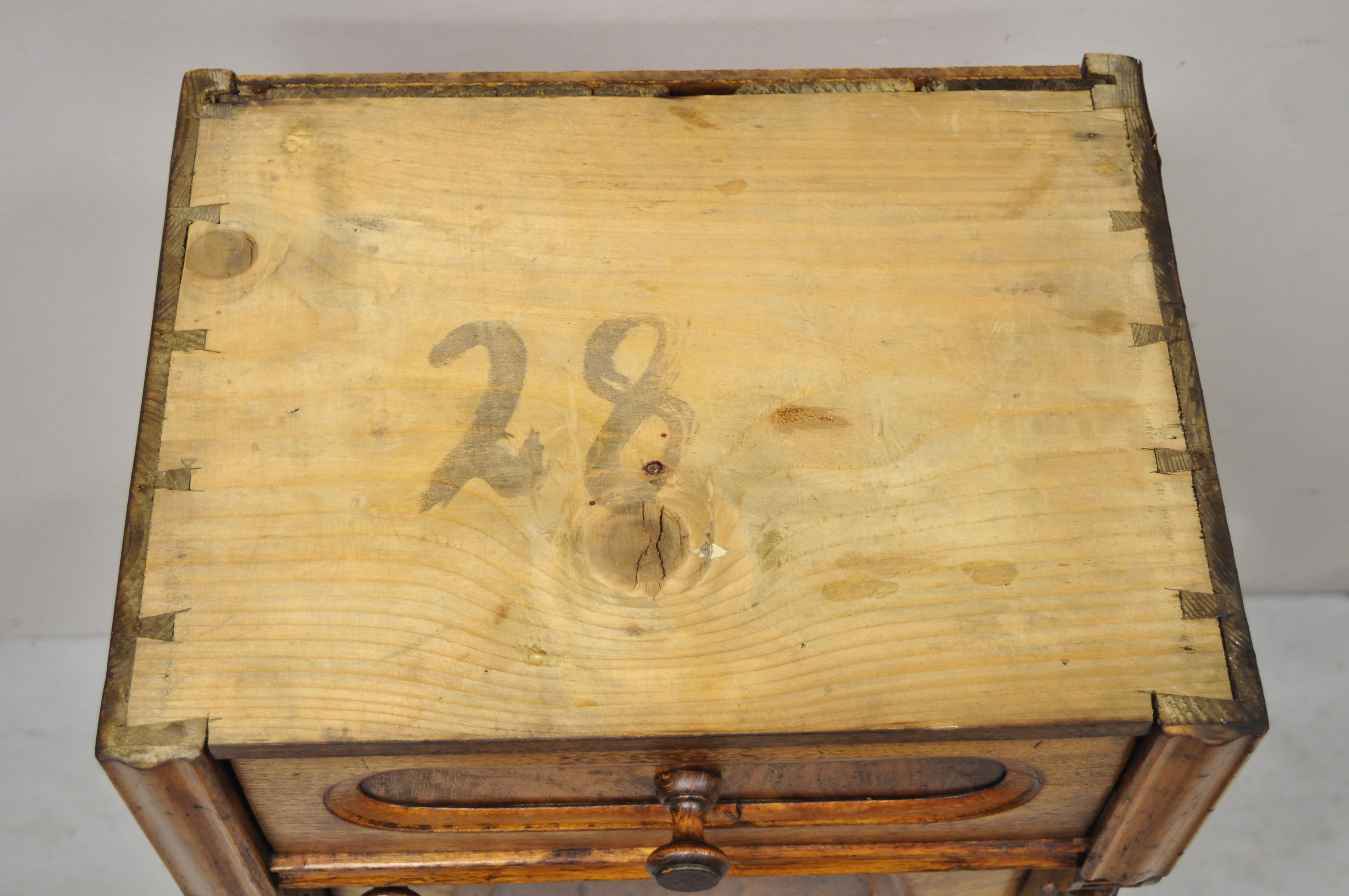 19th C. Antique Eastlake Victorian Marble Top Burl Walnut Nightstand Work Table 4
